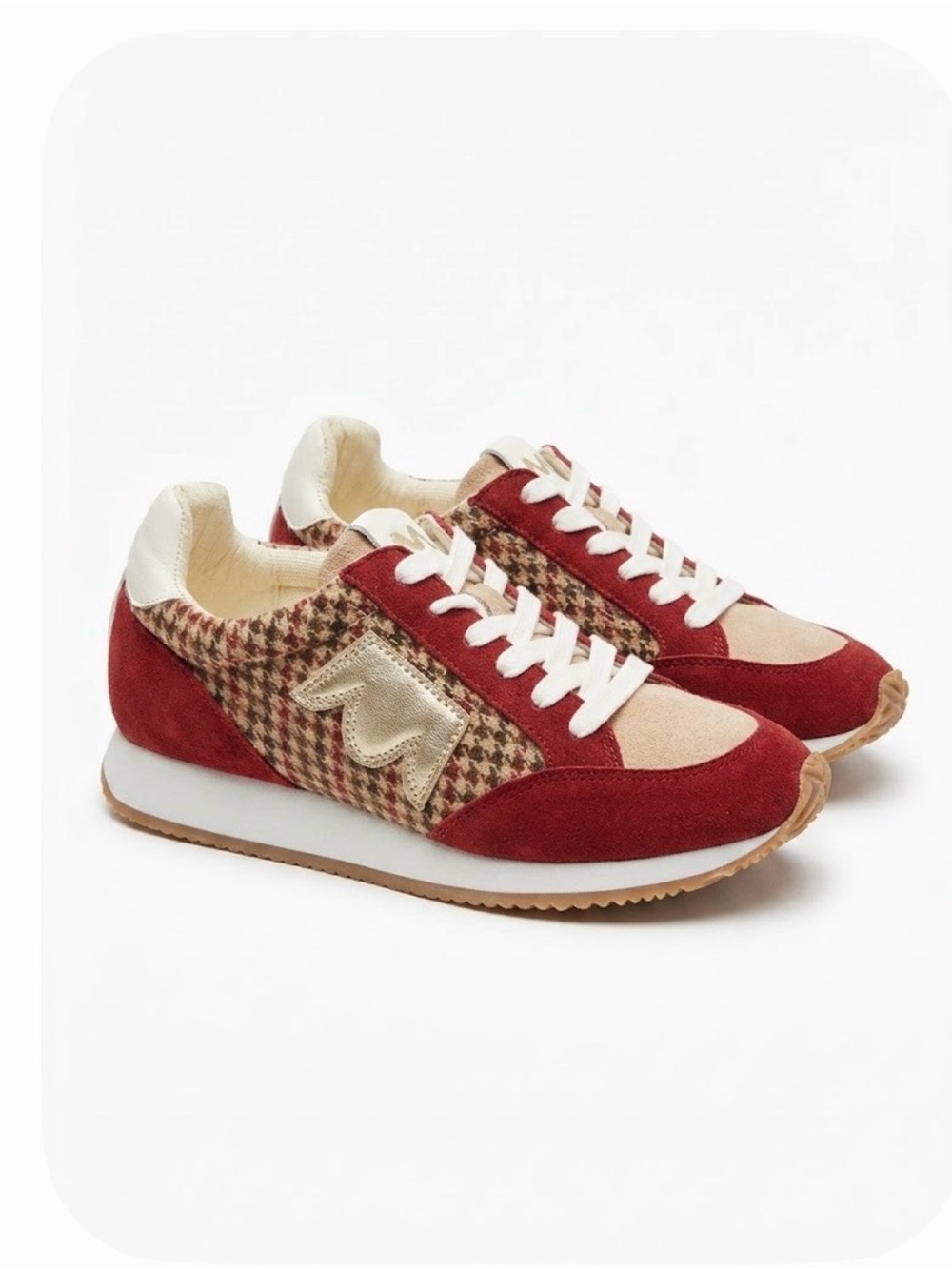 Birdies The Roadrunner Primary Red Houndstooth Suede Sneakers NWOB - 6.5